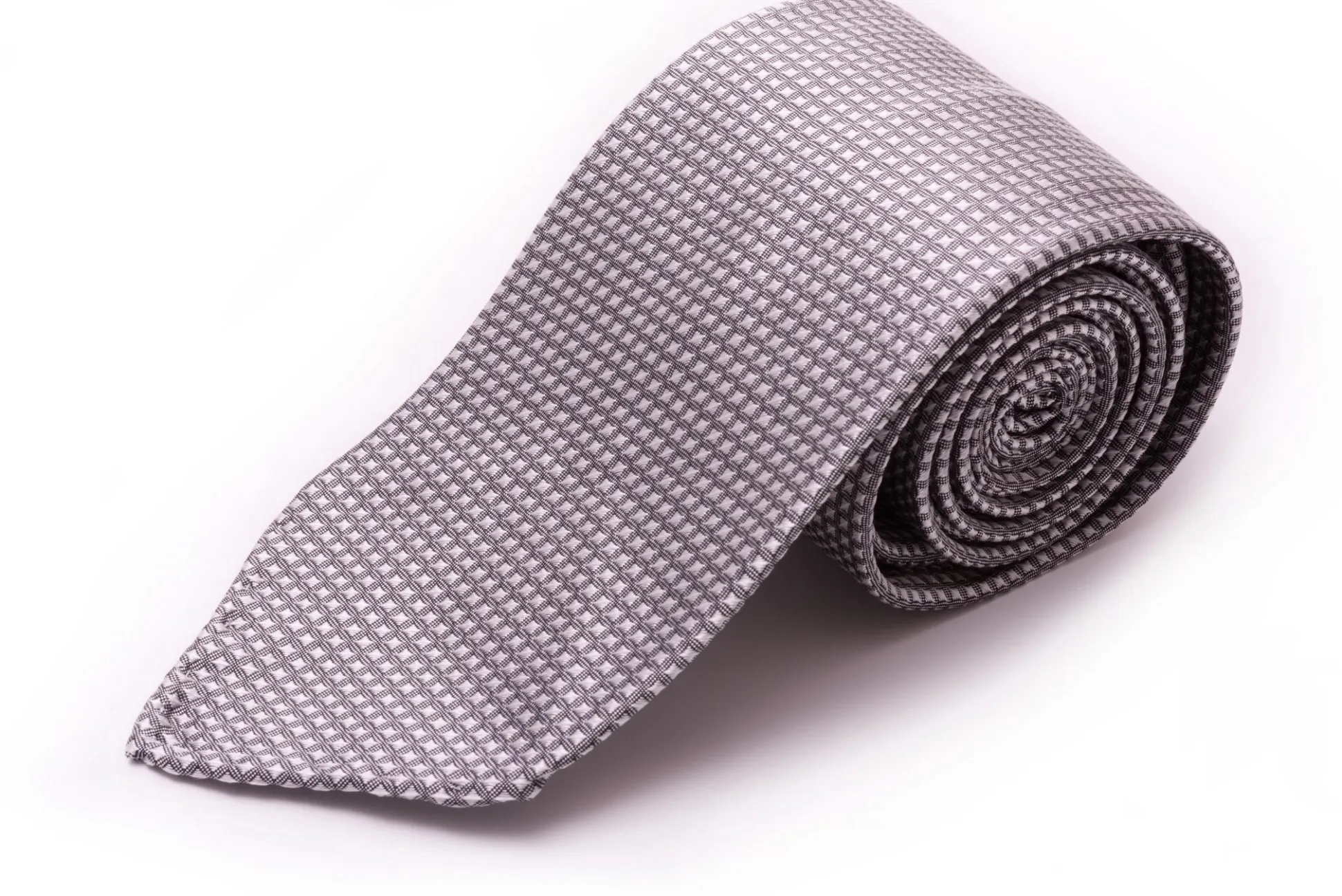 Silver & Black Diamond Micropattern Silk Tie
