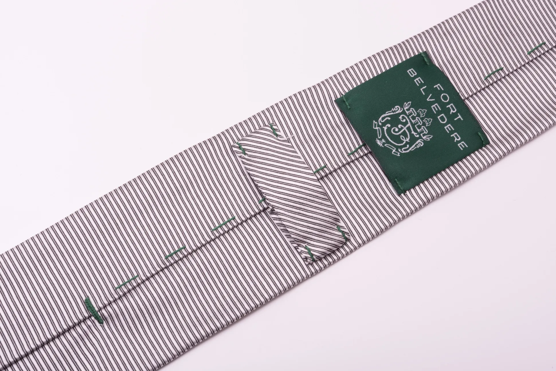 Silver & Black Double Stripe Twill Stripe Silk Tie