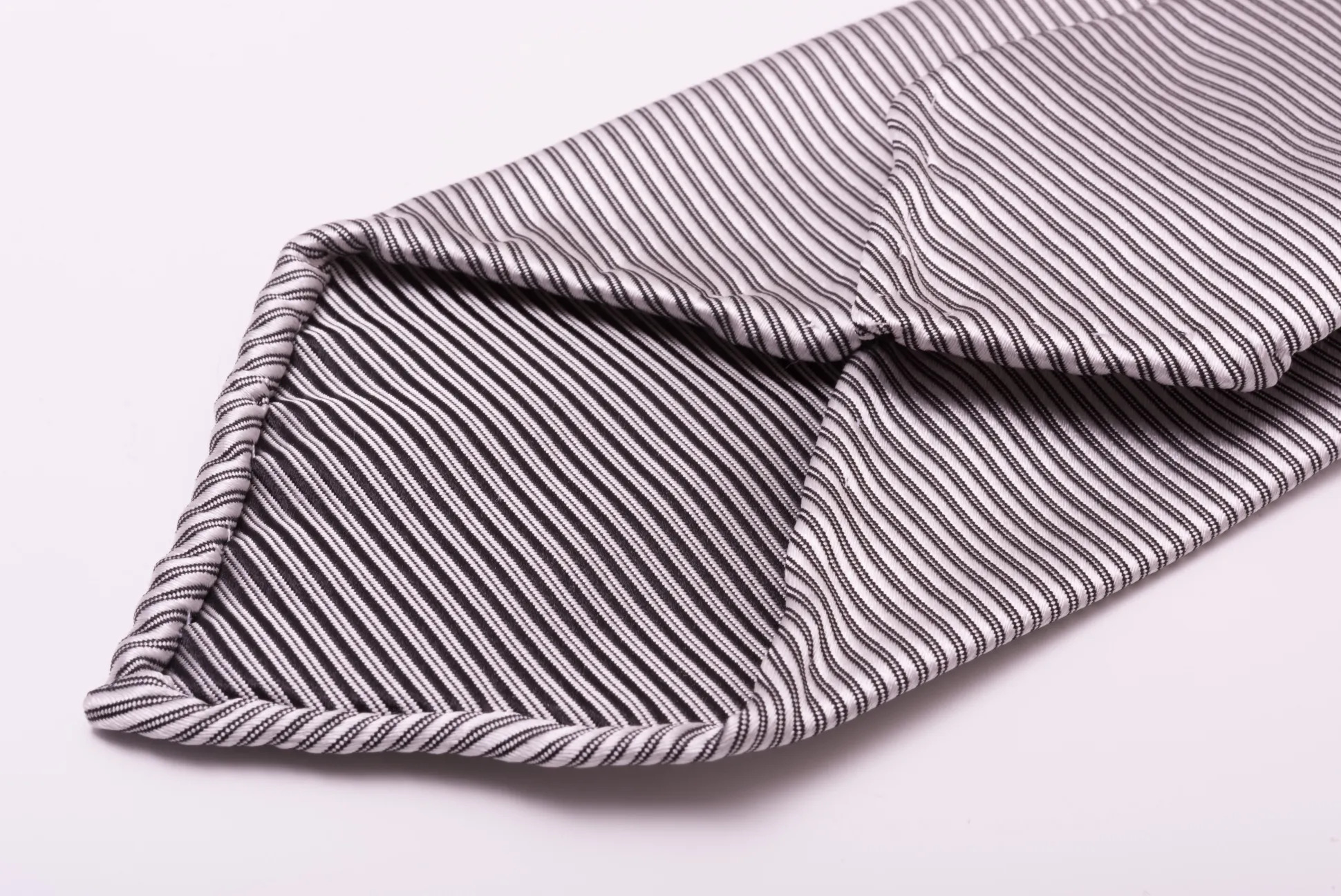 Silver & Black Double Stripe Twill Stripe Silk Tie