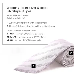 Silver & Black Striped Formal Tie Wedding Tie