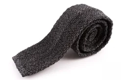 Silver Gray Mottled Silk Knit Tie