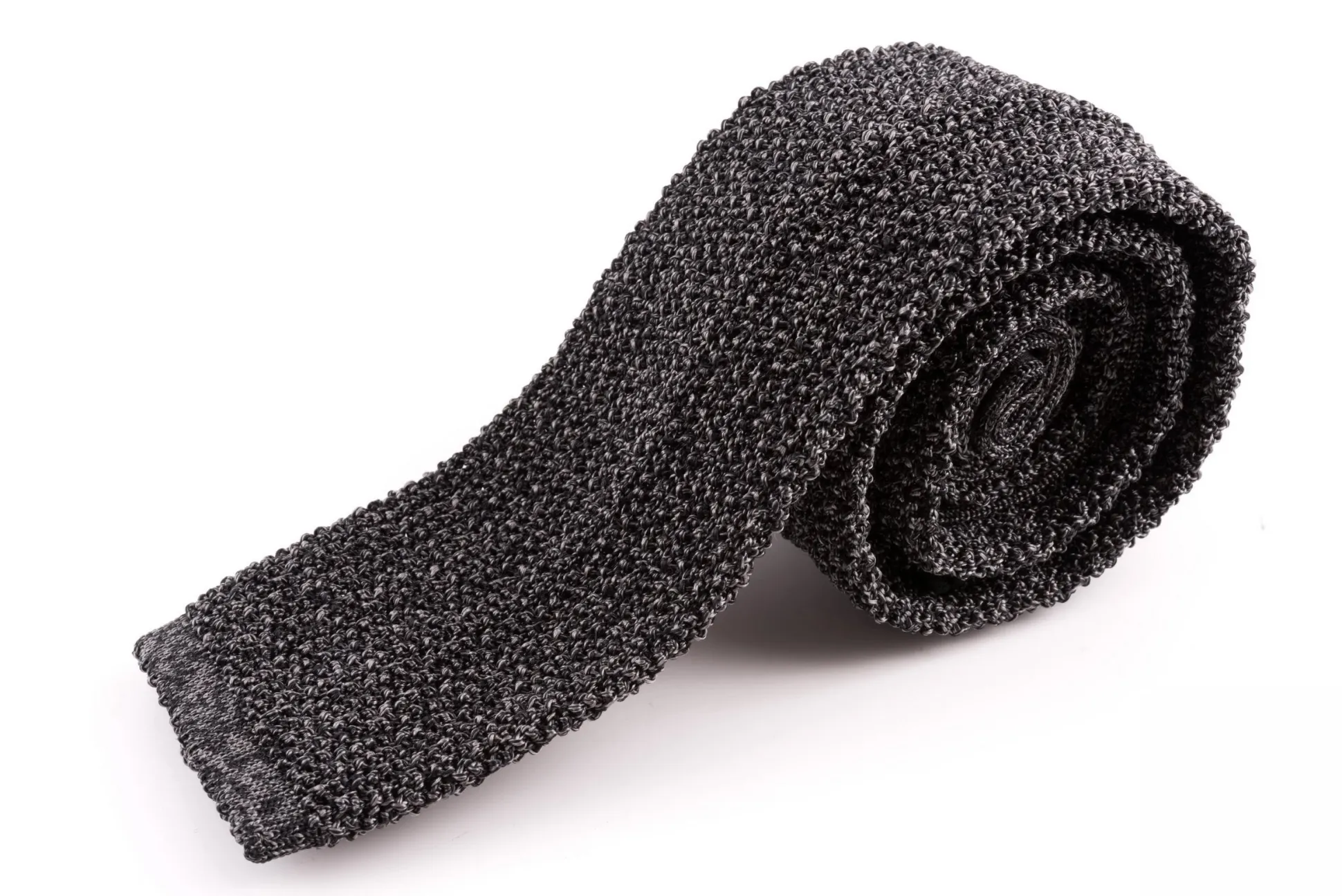 Silver Gray Mottled Silk Knit Tie