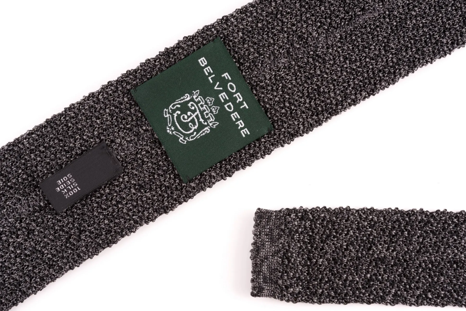 Silver Gray Mottled Silk Knit Tie