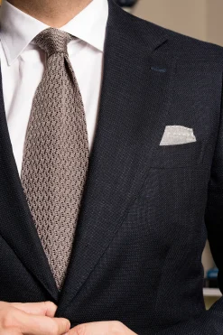 Silver Gray Zigzag Silk Knit Tie