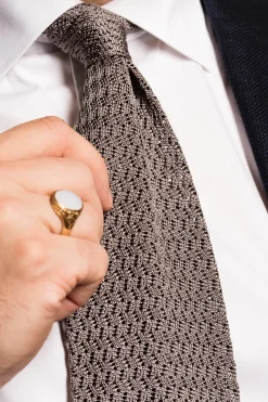 Silver Gray Zigzag Silk Knit Tie