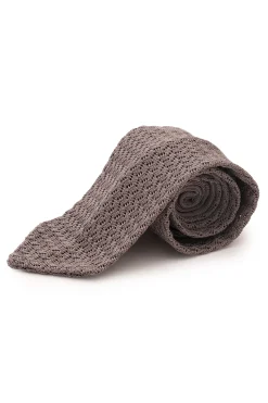 Silver Gray Zigzag Silk Knit Tie