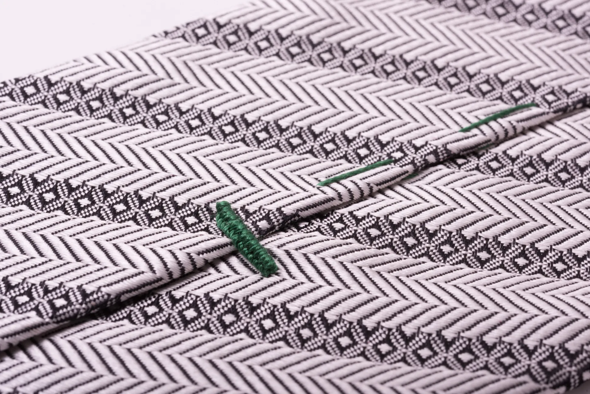 Silver Stripe & Herringbone Silk Tie