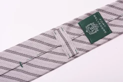 Silver Stripe & Herringbone Silk Tie
