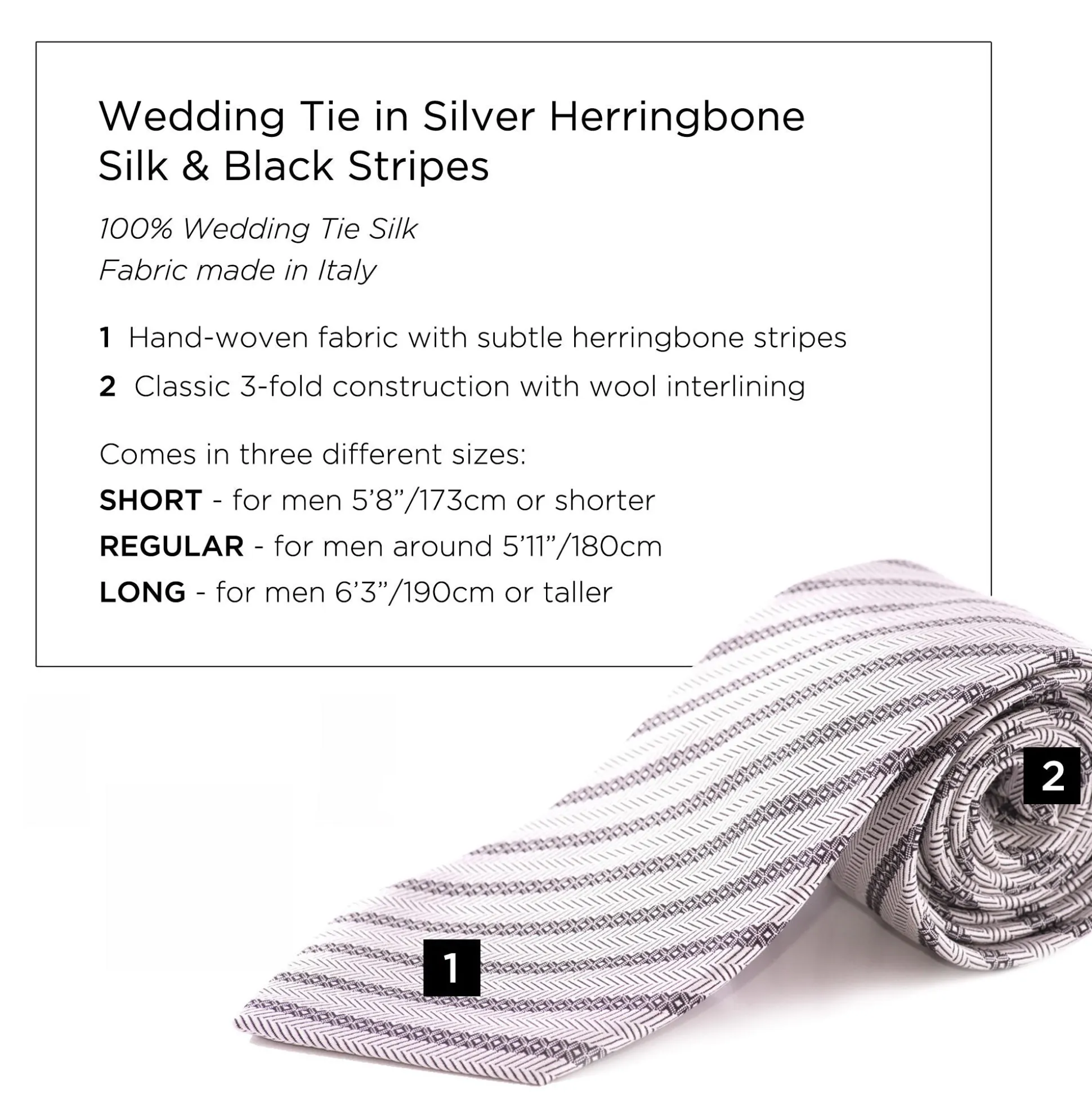 Silver Stripe & Herringbone Silk Tie