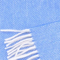 Sky Blue Herringbone Cashmere Scarf