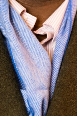Sky Blue Herringbone Cashmere Scarf