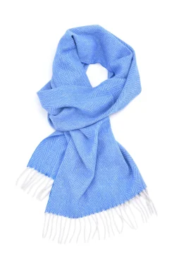 Sky Blue Herringbone Cashmere Scarf