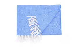 Sky Blue Herringbone Cashmere Scarf