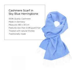 Sky Blue Herringbone Cashmere Scarf