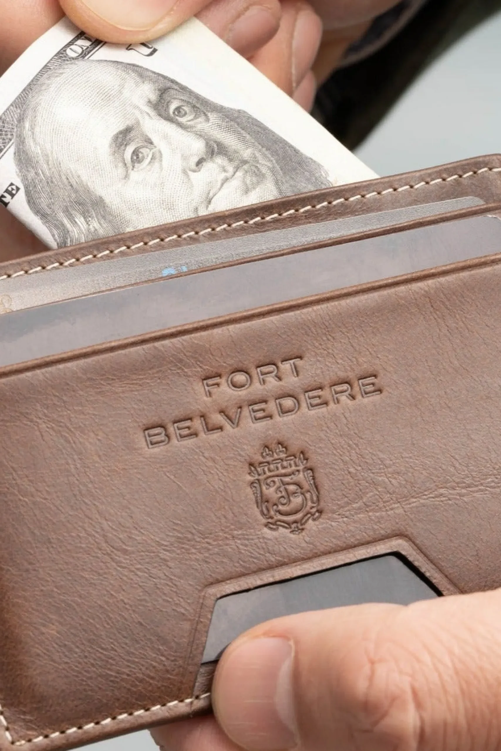 Slim Antique Mahogany Leather Cardholder Wallet