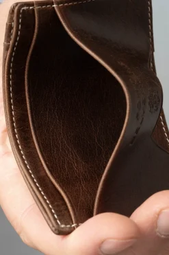 Slim Antique Mahogany Leather Cardholder Wallet
