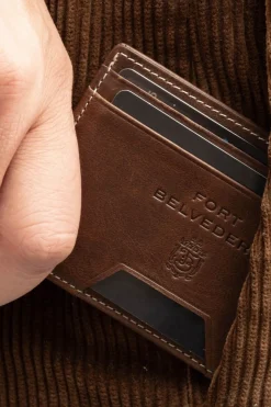 Slim Antique Mahogany Leather Cardholder Wallet