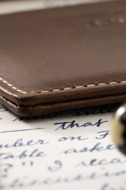 Slim Antique Mahogany Leather Cardholder Wallet