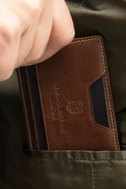 Slim Antique Mahogany Leather Cardholder Wallet