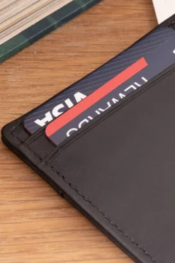 Slim Black Leather Cardholder Wallet