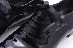 Slim Black Satin Evening Shoelaces