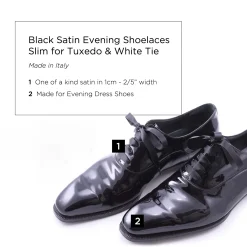 Slim Black Satin Evening Shoelaces