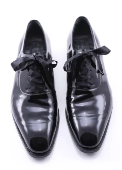 Slim Black Satin Evening Shoelaces