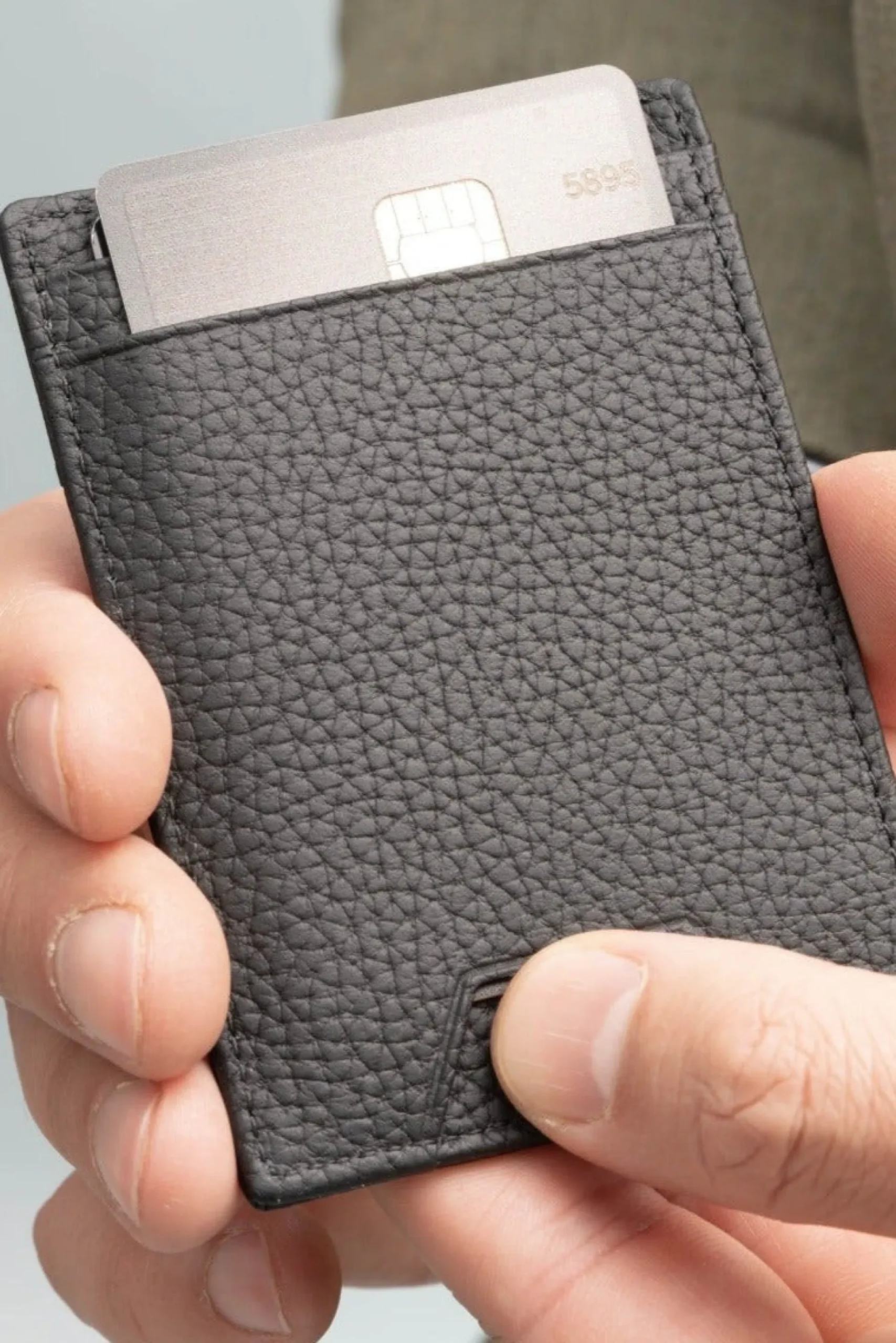 Slim Black Togo Leather Cardholder Wallet