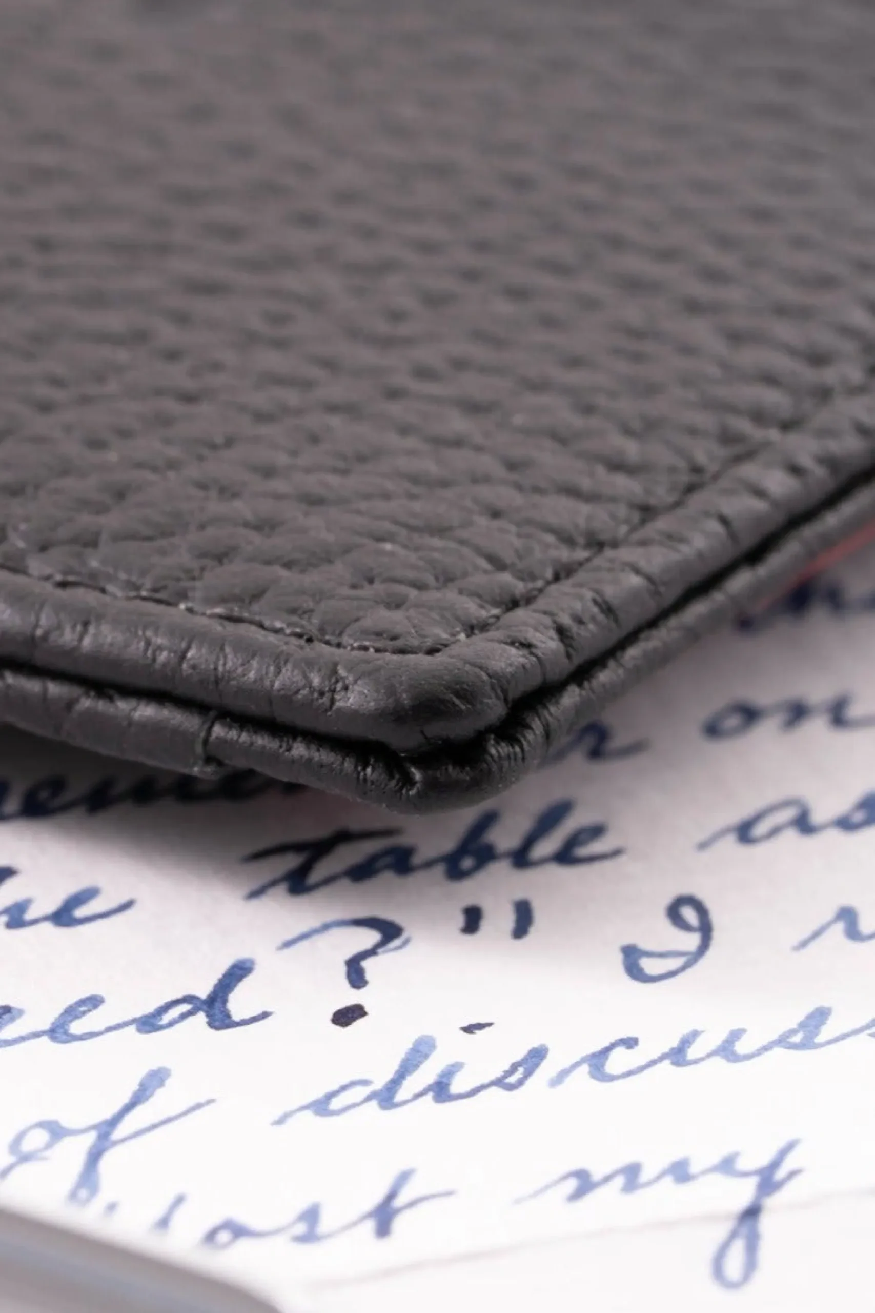 Slim Black Togo Leather Cardholder Wallet