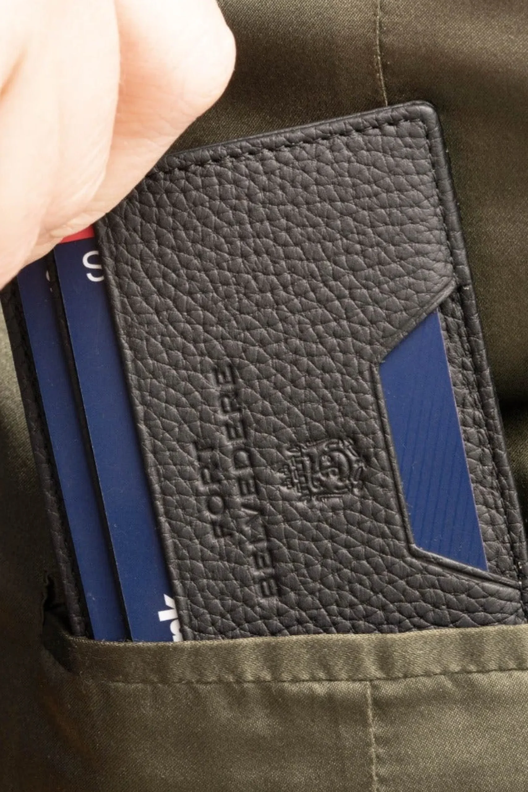 Slim Black Togo Leather Cardholder Wallet