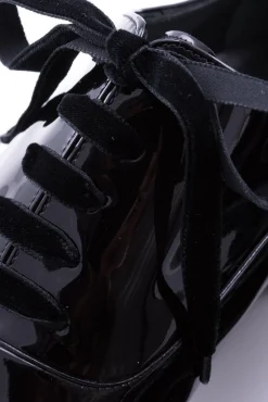 Slim Black Velvet Evening Shoelaces