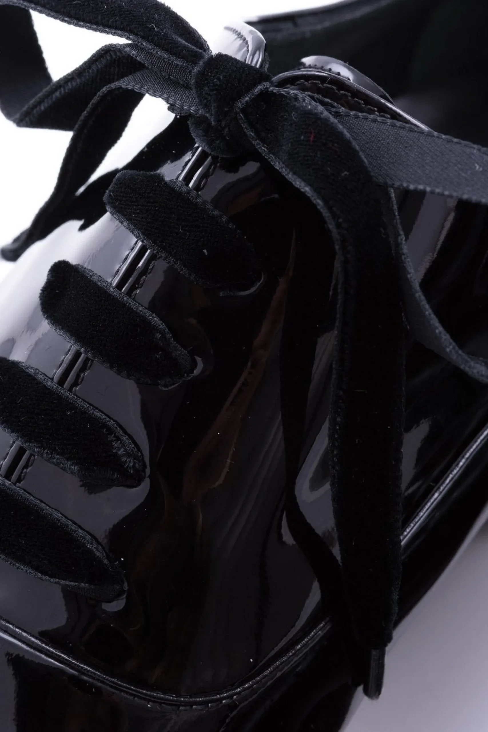 Slim Black Velvet Evening Shoelaces