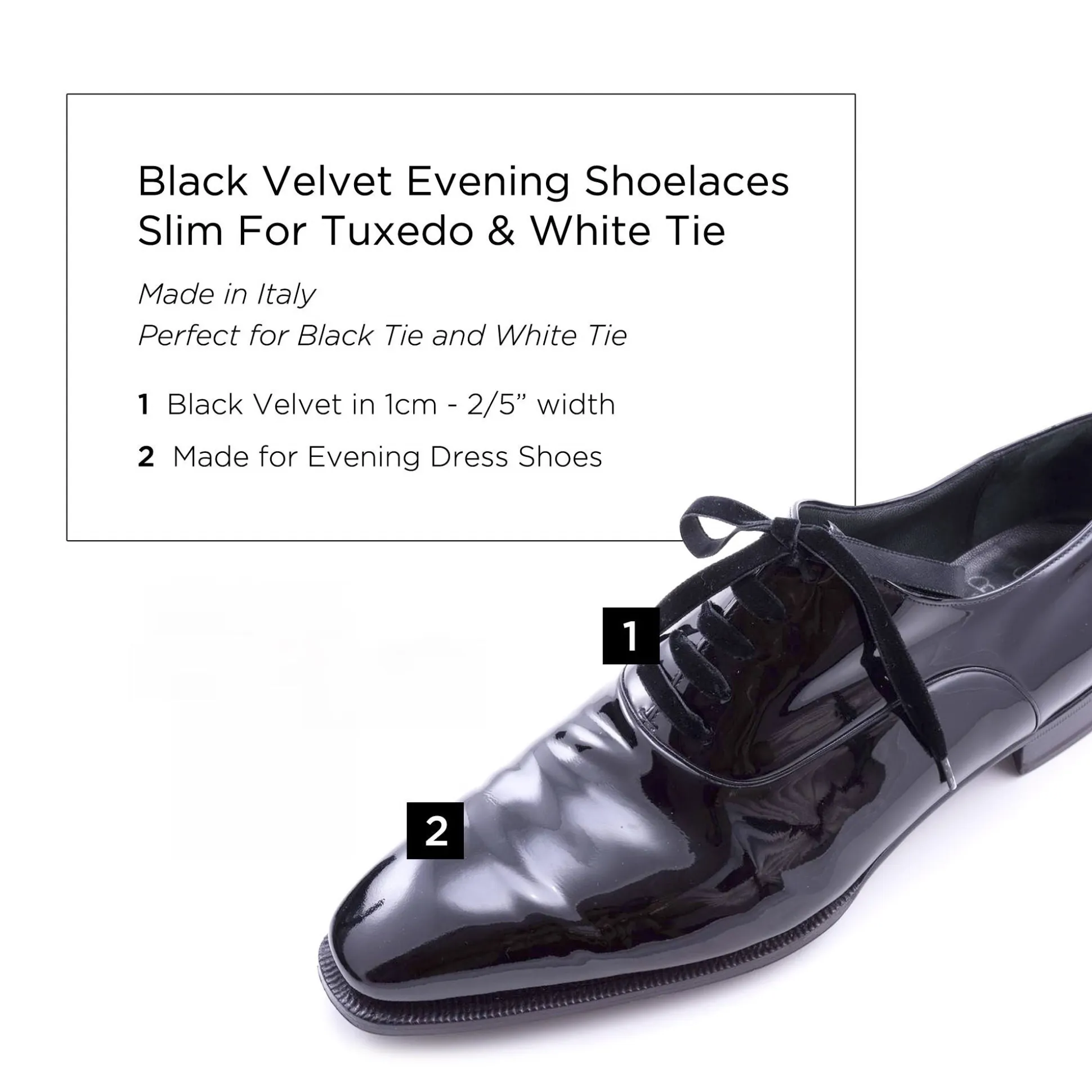 Slim Black Velvet Evening Shoelaces