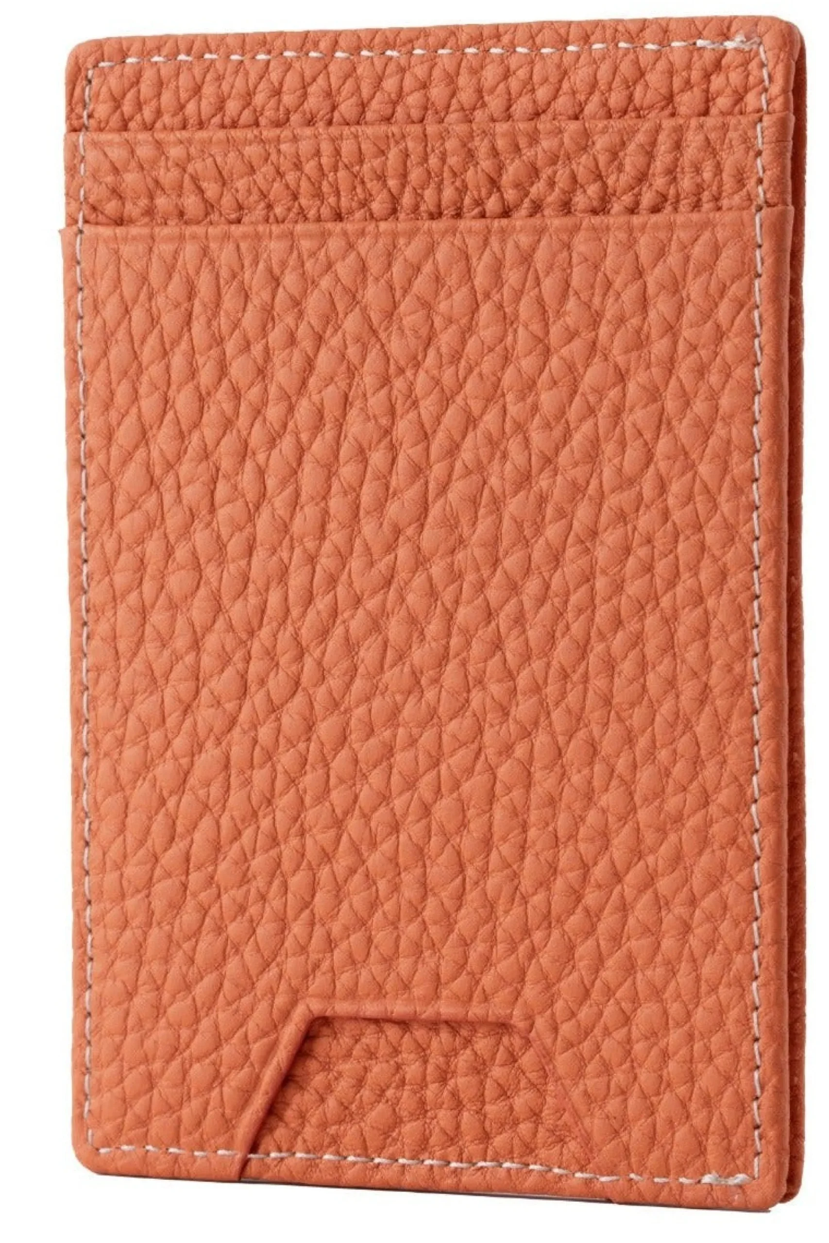 Slim Orange Togo Leather Cardholder Wallet