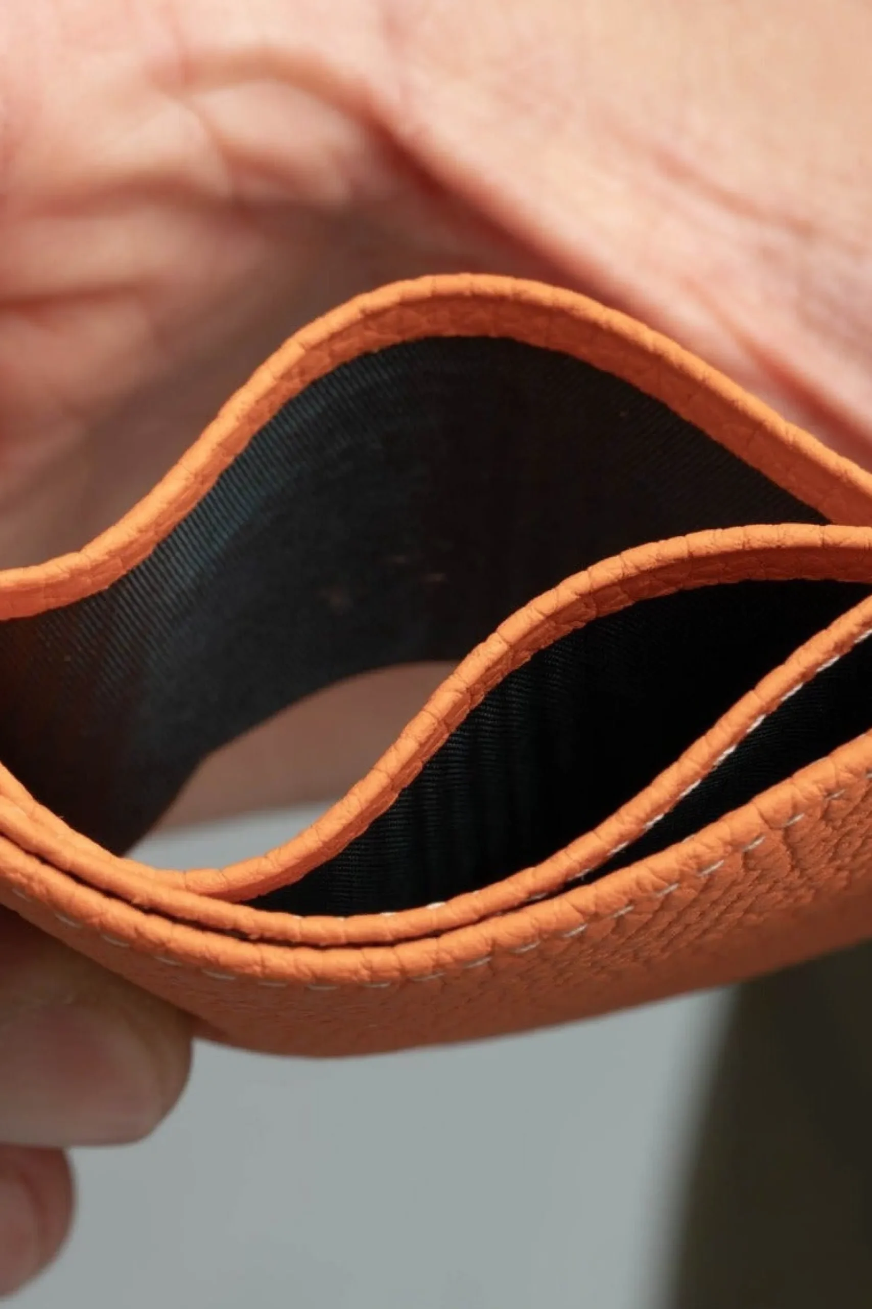 Slim Orange Togo Leather Cardholder Wallet
