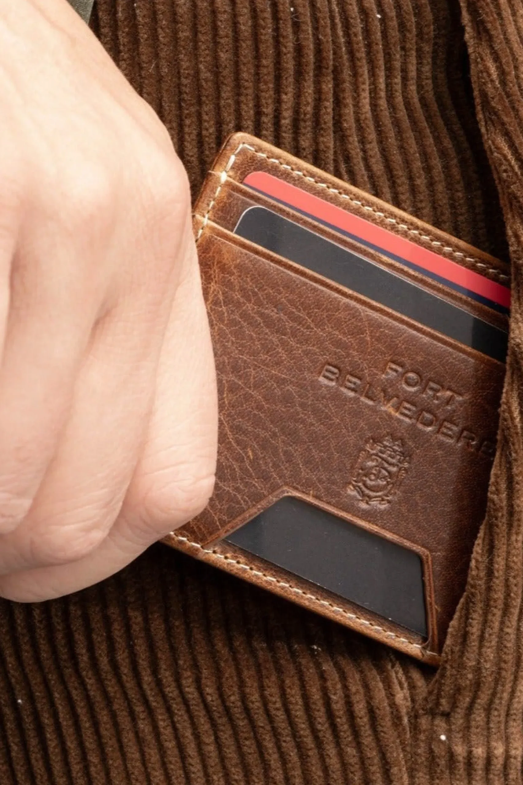 Slim Saddle Brown Dumont Leather Cardholder Wallet