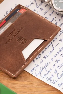 Slim Saddle Brown Montecristo Leather Cardholder Wallet