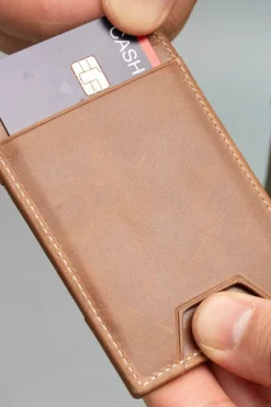 Slim Saddle Brown Montecristo Leather Cardholder Wallet