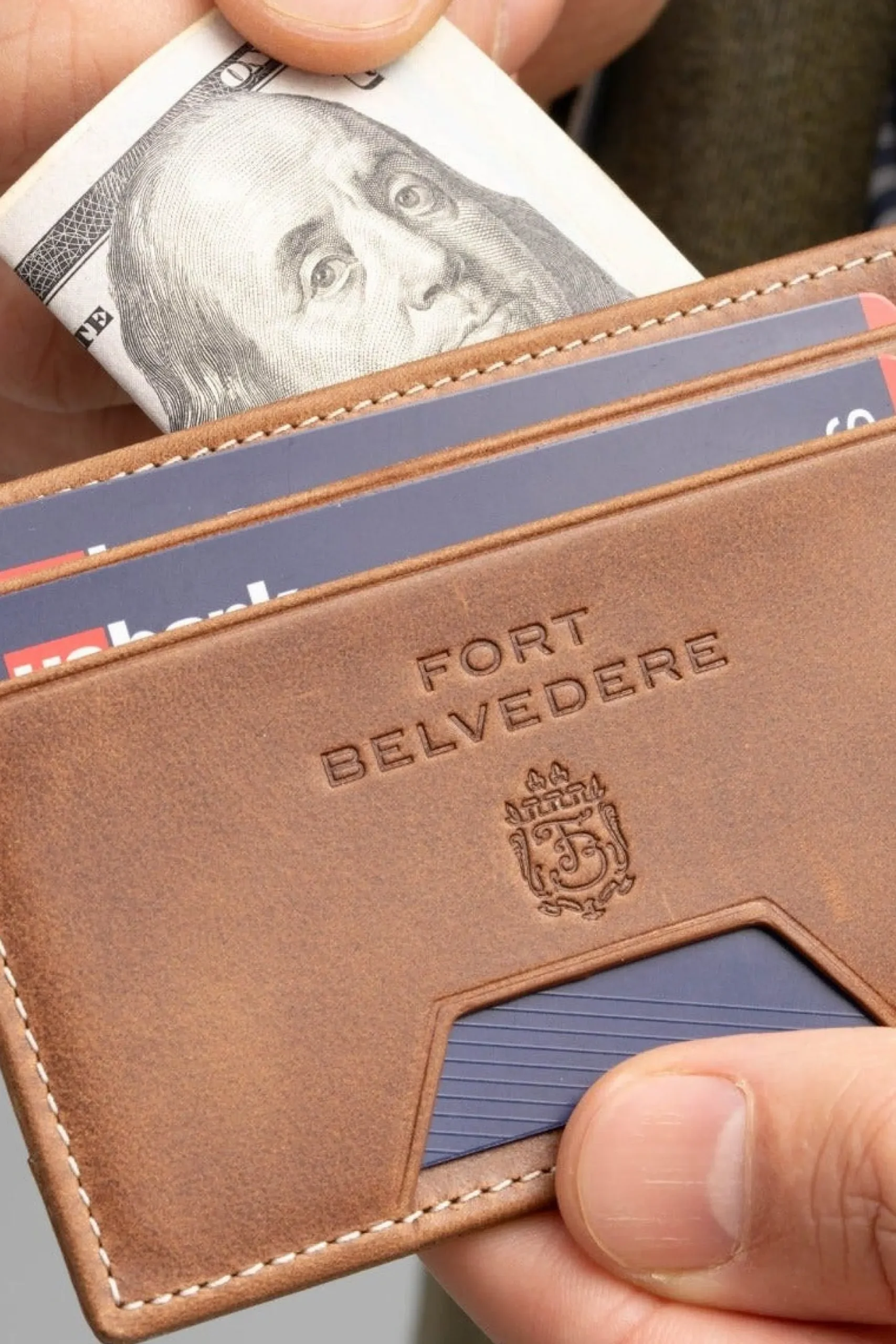 Slim Saddle Brown Montecristo Leather Cardholder Wallet
