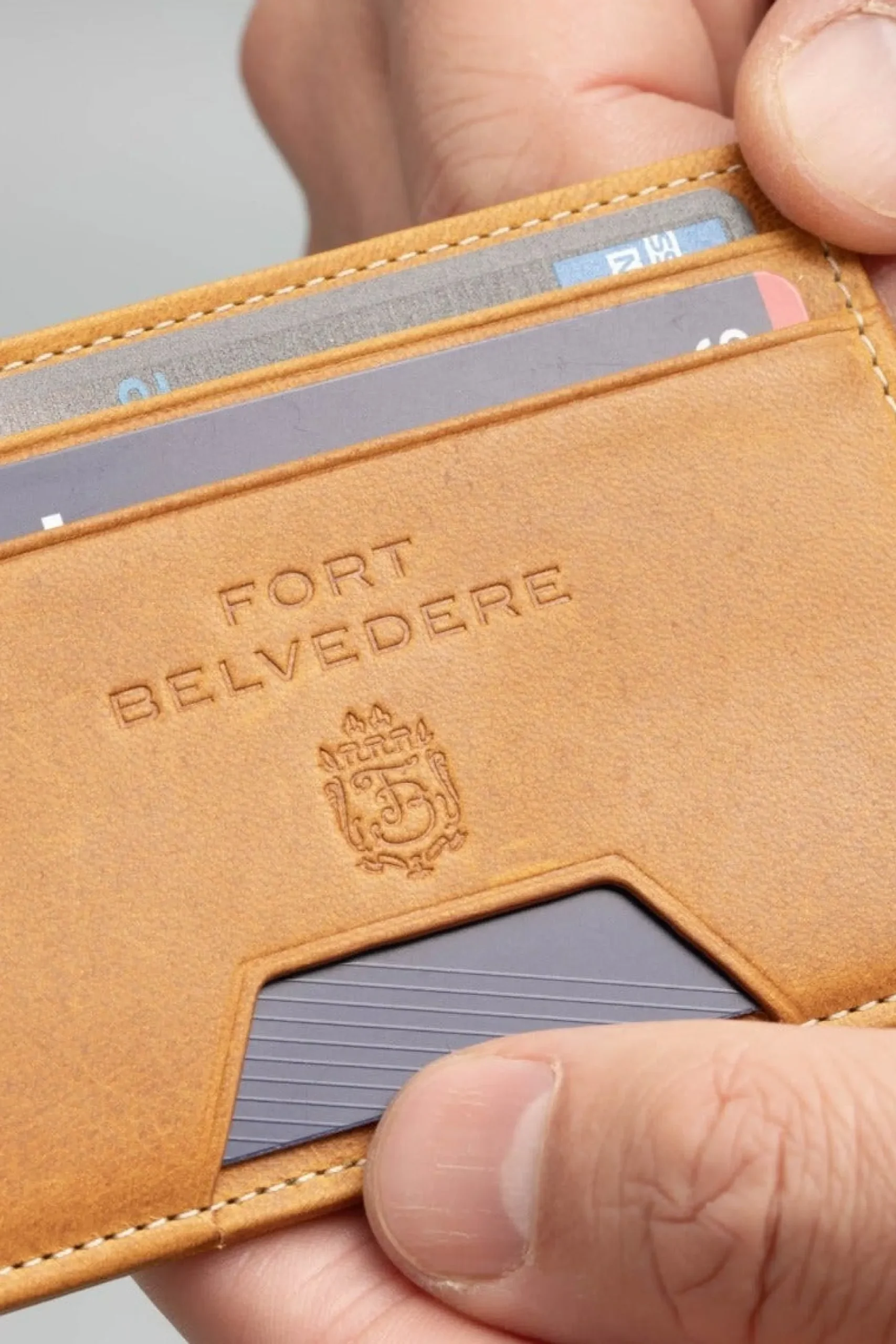 Slim Vintage Gold Leather Cardholder Wallet