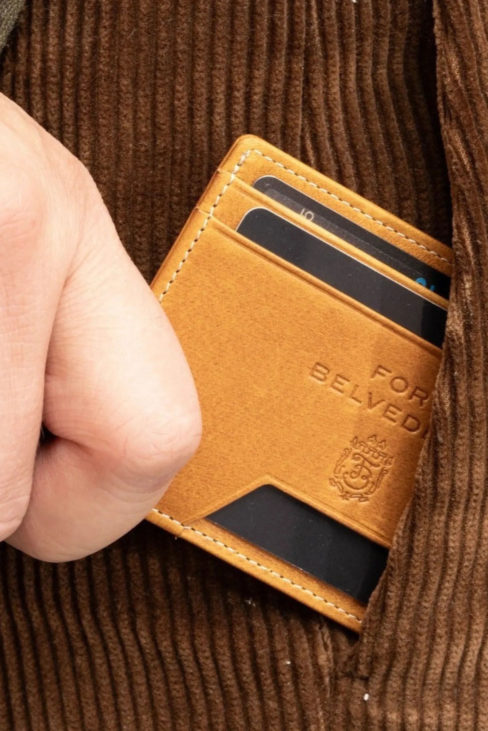 Slim Vintage Gold Leather Cardholder Wallet