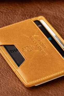Slim Vintage Gold Leather Cardholder Wallet