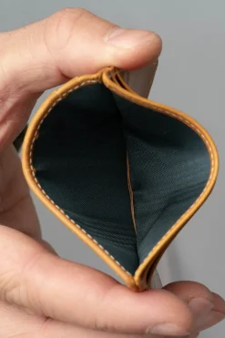 Slim Vintage Gold Leather Cardholder Wallet