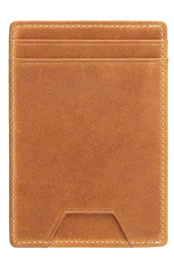 Slim Vintage Gold Leather Cardholder Wallet