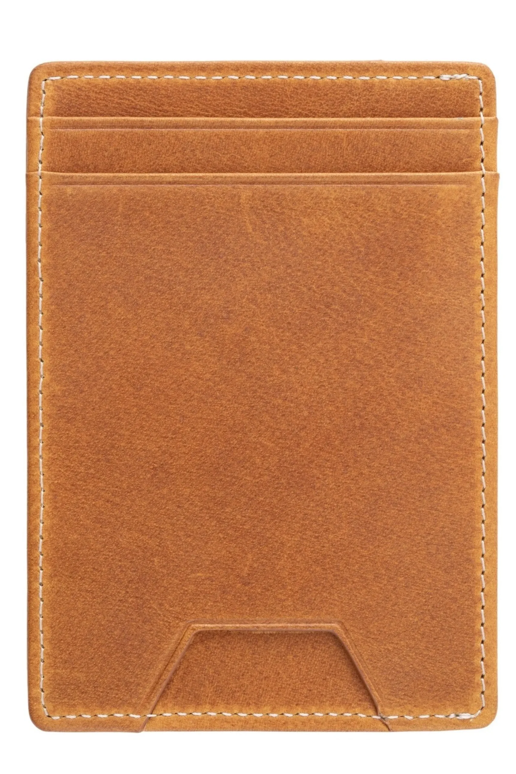Slim Vintage Gold Leather Cardholder Wallet