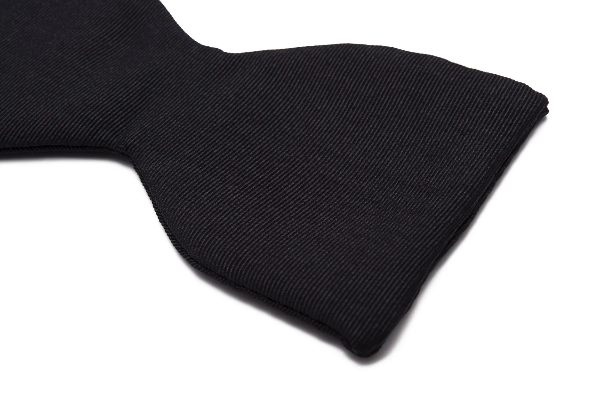 Small Black Single-End Silk Moiré Bow Tie