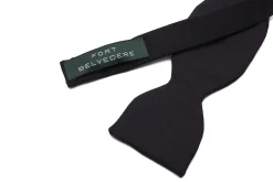 Small Black Single-End Silk Moiré Bow Tie