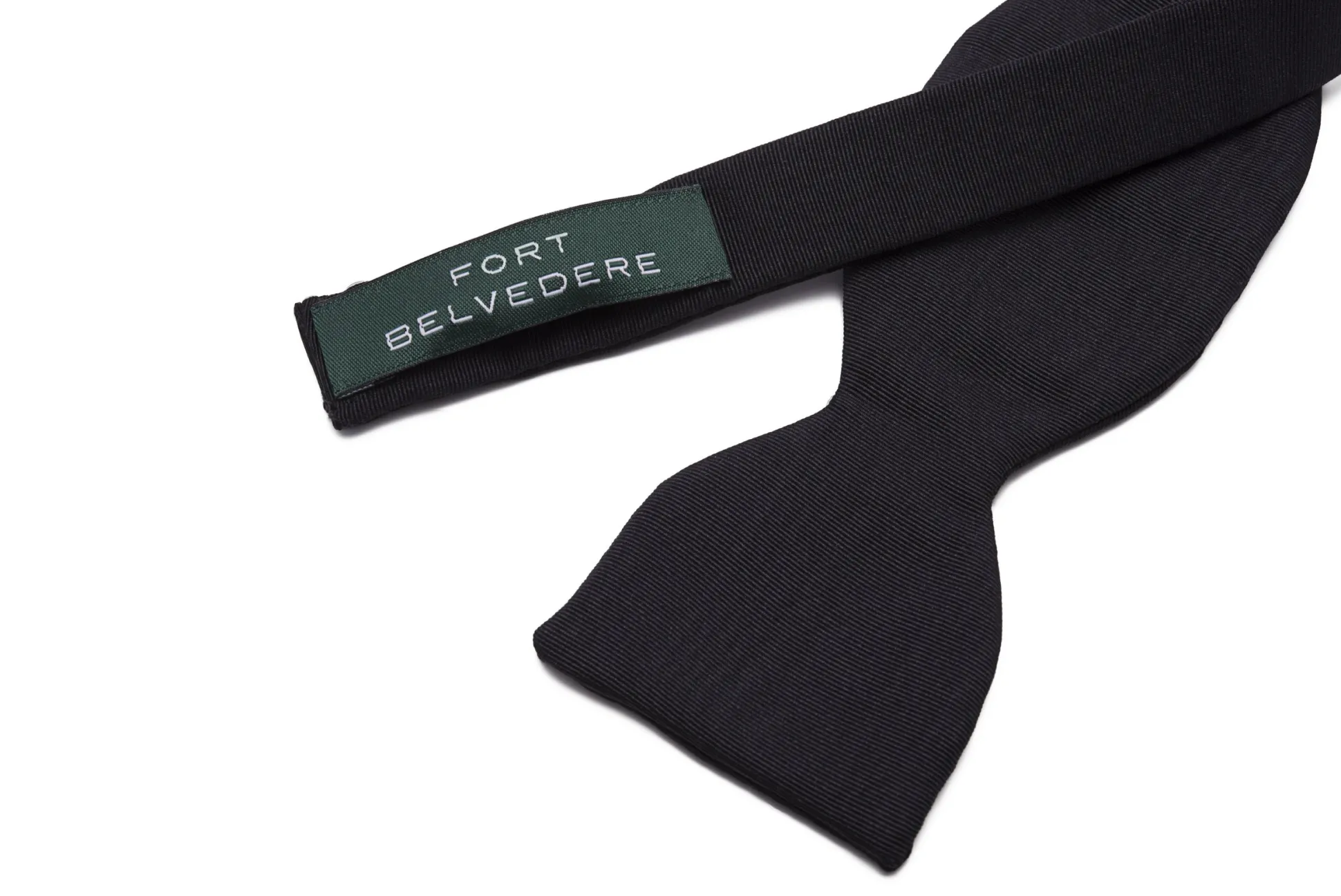 Small Black Single-End Silk Moiré Bow Tie