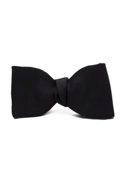 Small Black Single-End Silk Moiré Bow Tie