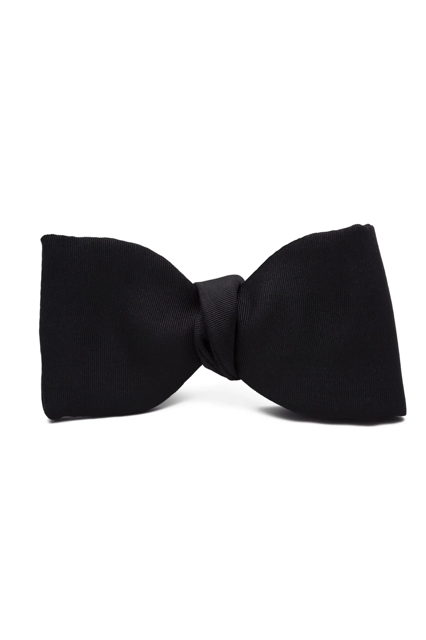 Small Black Single-End Silk Moiré Bow Tie
